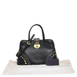 Pre Owned Prada Black Leather Promenade Studded Satchel