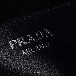 Pre Owned Prada Black Snakeskin Leather And Canvas Canapa Tote