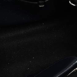 Pre Owned Prada Black Snakeskin Leather And Canvas Canapa Tote