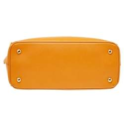 Pre Owned Prada Orange Saffiano Lux Leather Small Galleria Tote