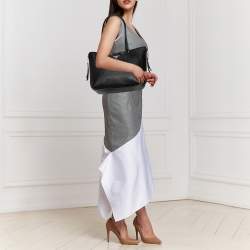 Pre Owned Prada Black Vitello Leather Phenix Side Zip Shopping Tote