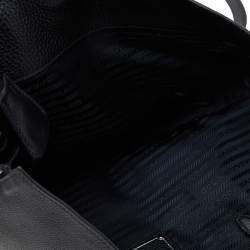 Pre Owned Prada Black Vitello Leather Phenix Side Zip Shopping Tote