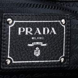 Pre Owned Prada Black Vitello Leather Phenix Side Zip Shopping Tote
