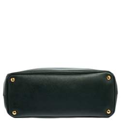 Pre Owned Prada Emerald Green Saffiano Lux Leather Large Double Zip Tote