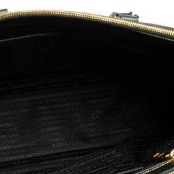 Pre Owned Prada Emerald Green Saffiano Lux Leather Large Double Zip Tote