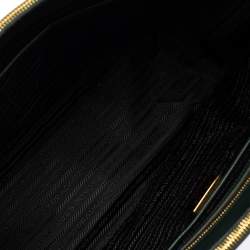 Pre Owned Prada Emerald Green Saffiano Lux Leather Large Double Zip Tote