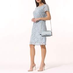 Pre Owned Prada Metallic Silver Lamé Fabric Shoulder Bag