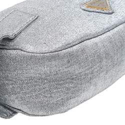 Pre Owned Prada Metallic Silver Lamé Fabric Shoulder Bag