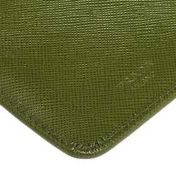 Pre Owned Prada Green Saffiano Leather Compact Wallet