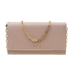 Prada Beige Saffiano Leather Wallet On Chain Prada