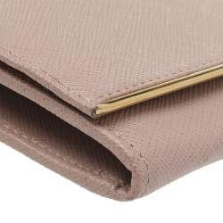 Pre Owned Prada Beige Saffiano Leather Wallet On Chain