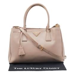 Pre Owned Prada Beige Saffiano Lux Leather Medium Galleria Tote