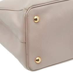 Pre Owned Prada Beige Saffiano Lux Leather Medium Galleria Tote