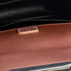 Pre Owned Prada Metallic Pink/Black Leather Cahier Shoulder Bag