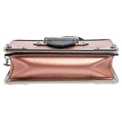 Pre Owned Prada Metallic Pink/Black Leather Cahier Shoulder Bag