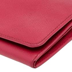 Pre Owned Prada Pink Saffiano Leather Continental Flap Wallet