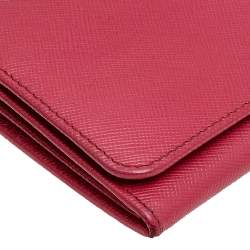 Pre Owned Prada Pink Saffiano Leather Continental Flap Wallet