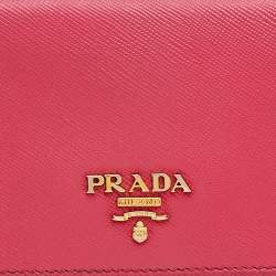 Pre Owned Prada Pink Saffiano Leather Continental Flap Wallet