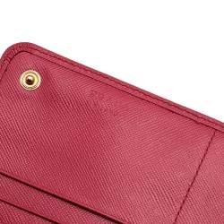 Pre Owned Prada Pink Saffiano Leather Continental Flap Wallet