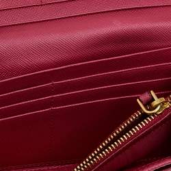 Pre Owned Prada Pink Saffiano Leather Continental Flap Wallet