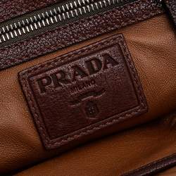 Pre Owned Prada Dark Brown Leather Frame Satchel