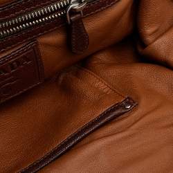 Pre Owned Prada Dark Brown Leather Frame Satchel