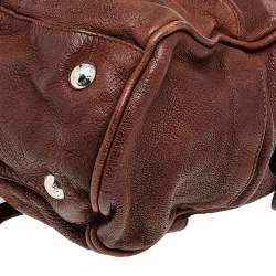 Pre Owned Prada Dark Brown Leather Frame Satchel