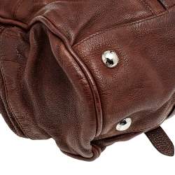 Pre Owned Prada Dark Brown Leather Frame Satchel