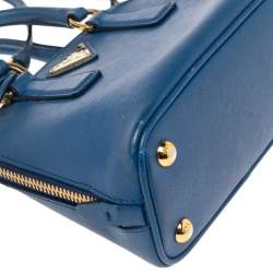 Pre Owned Prada Blue Saffiano Leather Mini Promenade Satchel