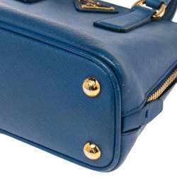 Pre Owned Prada Blue Saffiano Leather Mini Promenade Satchel