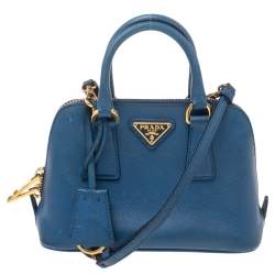 Pre Owned Prada Blue Saffiano Leather Mini Promenade Satchel