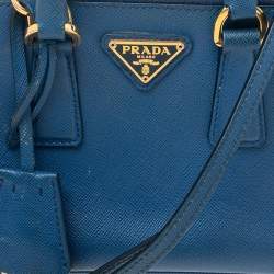 Pre Owned Prada Blue Saffiano Leather Mini Promenade Satchel