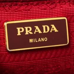 Pre Owned Prada Red Saffiano Leather Parabole Tote