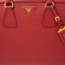 Pre Owned Prada Red Saffiano Leather Parabole Tote