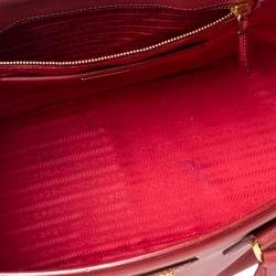 Pre Owned Prada Red Saffiano Leather Parabole Tote