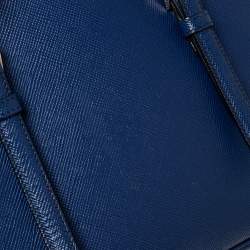 Pre Owned Prada Blue Saffiano Cuir Leather Small Double Handle Tote