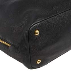 Pre Owned Prada Black Vitello Daino Leather Side Zip Tote