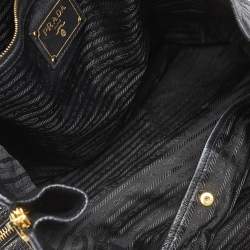 Pre Owned Prada Black Vitello Daino Leather Side Zip Tote