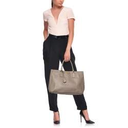 Pre Owned Prada Grey Saffiano Leather Large Open Tote