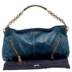 Pre Owned Prada Blue Leather Chain Shoulder Bag