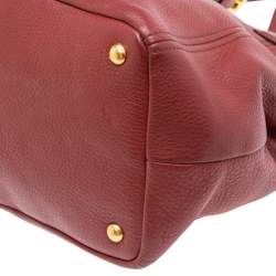 Pre Owned Prada Red Vitello Daino Leather Open Tote