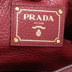 Pre Owned Prada Red Vitello Daino Leather Open Tote