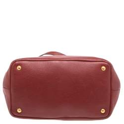 Pre Owned Prada Red Vitello Daino Leather Open Tote