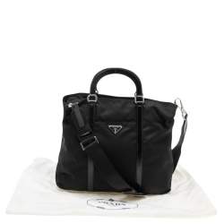 Pre Owned Prada Black Nylon and Leather Zip Tote