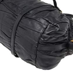 Pre Owned Prada Black Nappa Gaufre Leather Satchel