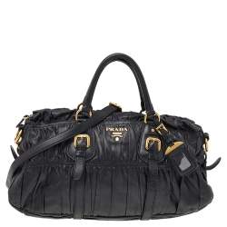 Pre Owned Prada Black Nappa Gaufre Leather Satchel