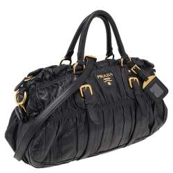 Pre Owned Prada Black Nappa Gaufre Leather Satchel