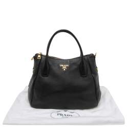 Pre Owned Prada Black Leather Vitello Daino Sacca 2 Manici Hobo