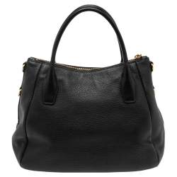 Pre Owned Prada Black Leather Vitello Daino Sacca 2 Manici Hobo