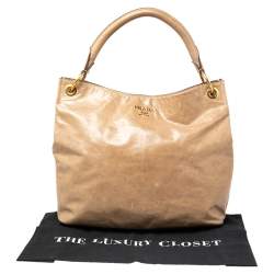 Pre Owned Prada Beige Leather Hobo